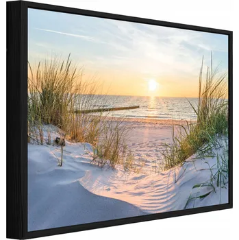 Obraz OBRAZ V ČERNÉM RÁMU NA PLÁTNĚ PLÁŽ MOŘE PŘÍRODA OBÝVACÍ POKOJ LOŽNICE 60x40