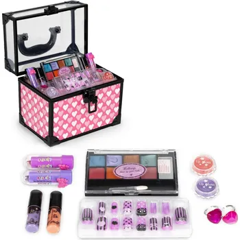 Hračka na kočárek Dětský kosmetický kufřík 11 dílů – omyvatelná sada líčidel pro malé parádnice