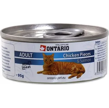 Krmivo pro kočku KRMIVO PRO KOČKY kočky ONTARIO s kuřecími kousky a lososem 95 g