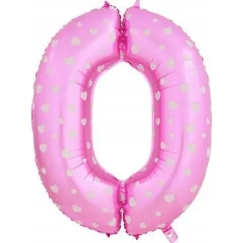 Balónek Balónek Číslice "0" Růžový se srdíčky (40 cm)
