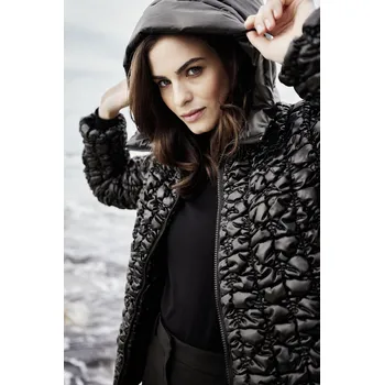 Dámský kabát Bunda New Canadian 720172405 černá lesklá s kapucí Velikost: 36