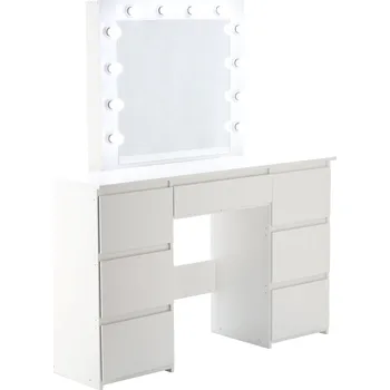 Toaletní stolek 2energy Toaletní stolek s LED osvětlením, 7 zásuvek | bílý