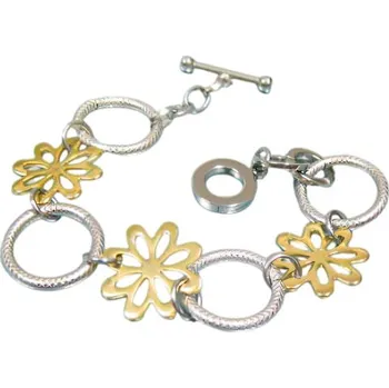 Náramek Náramek s květinovými motivy a stříbrnou barvou, elegantní design pro každodenní nošení.