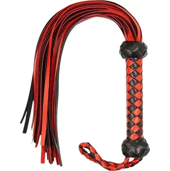 Proplétaný kožený bičík - černo-červený