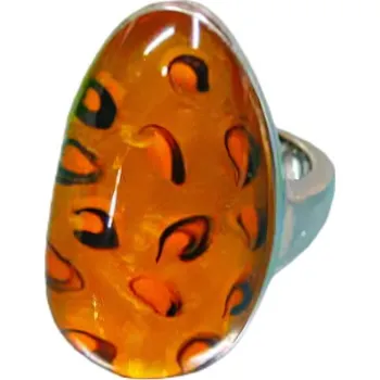 Prsten Prsten s elegantním oranžovým kamenem a vzorem v leopardím stylu, kód produktu 7PR6633. 52