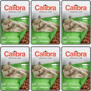 Krmivo pro kočku CALIBRA Cat Premium Sterilised Salmon - mokré krmivo pro kočky - 6x100g