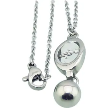 Řetízek Náhrdelník s oválným stříbrným přívěskem s kuličkou, přívěsek 19x10 mm, kulička 8 mm, řetízek 450 mm, šířka 1,5 mm