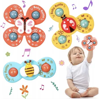 SENZORICKÁ HRAČKA FIDGET SPINNER S PŘÍSAVKOU DÁREK CHRASTÍTKO 3 KS