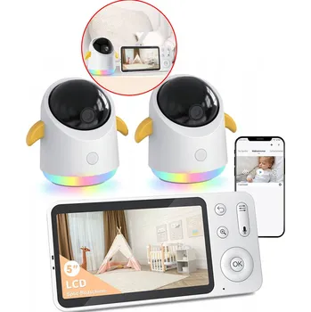 IP kamera NIANIA WIFI 2K Z DWOMA 2 KAMERAMI OTOČNÝMI KAMERAMI LCD 5" ZOOM NOČNÍ REŽIM