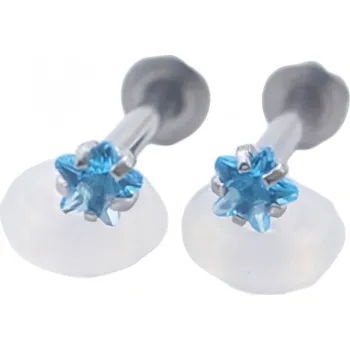 Piercing Náušnice s modrým krystalem a stříbrnou barvou, rozměr 3 mm, elegantní design pro každodenní nošení.