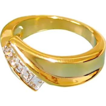 Prsten Prsten s křišťály ve zlaté barvě, šířka 8 mm 54,4