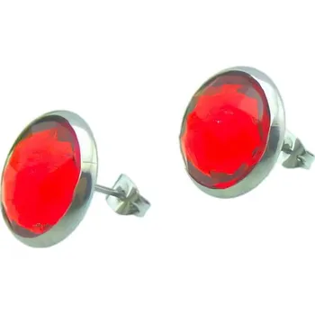 Náušnice Náušnice s červeným kamenem 14mm, ocelové, elegantní design, lehké a stylové.