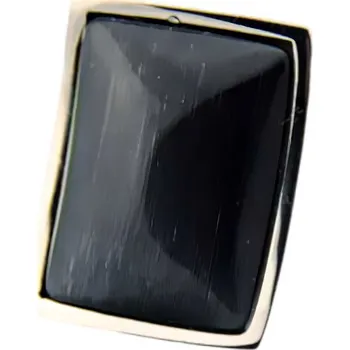 Prsten Ocelový prsten s černým kamenem, elegantní design, velikost přizpůsobitelná. 57