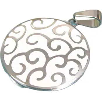 Přívěsek Přívěsek s ornamentálním vzorem v kulatém designu – elegantní stříbrná barva, kód produktu 7PP11268.