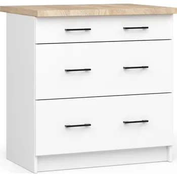 Komoda Kuchyňská skříňka Oliwia S 80 cm 3 zásuvky bílá AKD