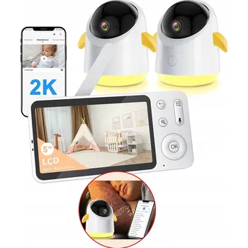 IP kamera ELEKTRONICKÁ CHŮVIČKA 2K SE 2 KAMERAMI WIFI OTOČNÁ 5" LCD NOČNÍ VIDĚNÍ