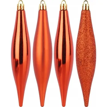 Vánoční dekorace Vánoční Baňky na vánoční stromeček nerozbitné červené rampouchy 15 cm 4 ks