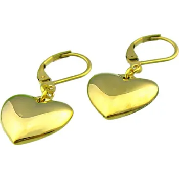 Náušnice Náušnice ve tvaru srdce se zlatou barvou, rozměry 16x15 mm, váha 9 g.