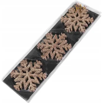 Vánoční dekorace OZDOBA VÁNOČNÍ KOULE NA VÁNOČNÍ STROMEK SNĚHOVÁ VLOČKA 8,5 CM NEROZBITNÁ SADA 9 KS