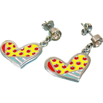 Náušnice Náušnice ve tvaru srdce s barevným vzorem a kamínky, 7NE7013