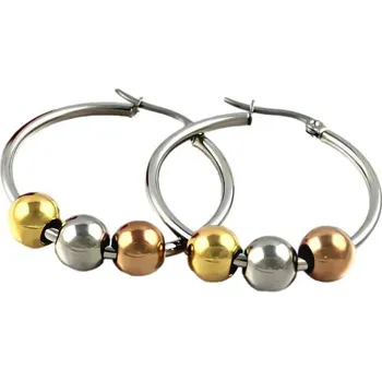 Náušnice Náušnice s barevnými perlami, kruhové, průměr 70 mm, šířka 8 mm, elegantní design pro každodenní nošení.