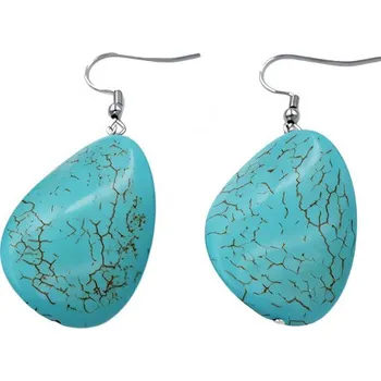 Náušnice Náušnice s modrým kamenným přívěskem, velikost 35x24 mm, elegantní design, stříbrná barva.