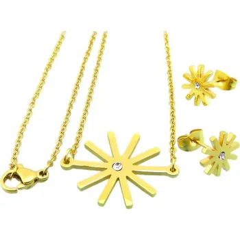 Souprava šperků Sada šperků s náhrdelníkem a náušnicemi ve zlaté barvě, rozměr náhrdelníku: 460x17 mm, rozměr pár náušnic: 10 mm.