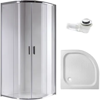 BPS-koupelny Čtvrtkruhový sprchový kout HYD-RK94A 80x80 cm chrom/transparent + vanička HYD-RSV-SXL01A bílá