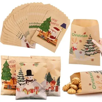 Dárková taška 24 ks papírových dárkových tašek s vánočními motivy 18,5 x 13 cm Barevné taštičky na dárky Ekologické balení Vhodné pro Vánoce a oslavy