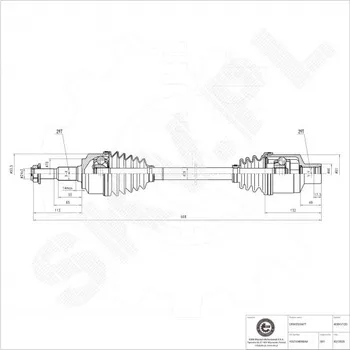 Poloosa kola Přední pravá hnací hřídel Jeep Commander Grand Cherokee III K52104590AA ESEN SKV
