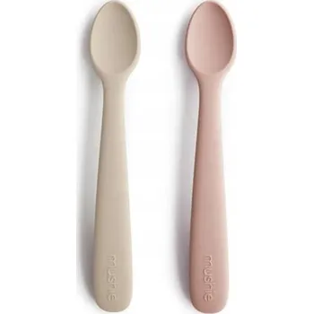 dětská jídelní sada MUSHIE Silkonová lžička 2ks Blush/Shifting Sand