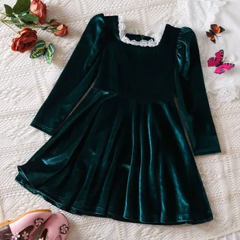 Dívčí sukně Slavnostní šaty pro dívky s dlouhým rukávem - červené/zelené Barva: zelená (17), Velikost: 5 let