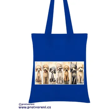 Taška s potiskem Textilní taška, Pejsci pudlíci, bavlněná, 41x37cm, mix barev, 1 kus Vyberte si barvu ZDE:: modrá