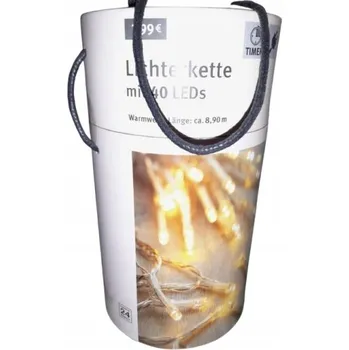 Vánoční dekorace Řetěz 40 LED diod TIMER teplá bílá 3,9m transparentní