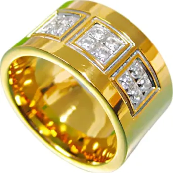 Prsten Ocelový prsten s kamínky, šířka 12 mm, elegantní design pro každou příležitost. 57