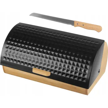 chlebník Bambusový chlebník s černým kovovým víkem Geometric Konighoffer