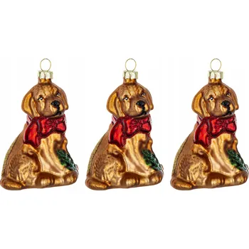 Vánoční ozdoba Ozdobné skleněné vánoční baňky 3 ks - PES - pes, vánoční ozdoba na stromeček