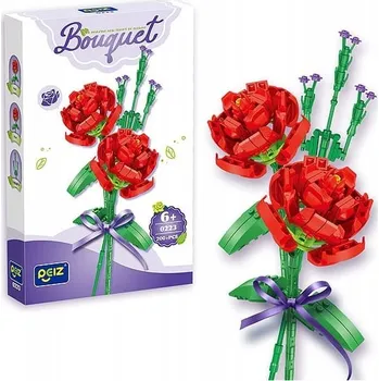 ostatní stavebnice KLOCKI KONSTRUKCYJNE CZERWONE RÓŻE 200EL KYTICE KVĚTINY 3D