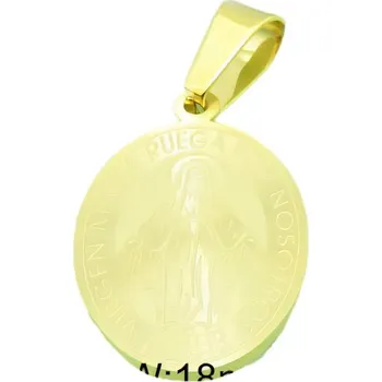 Přívěsek Zlatý přívěsek s motivem Panny Marie, průměr 29 mm, šířka 18 mm, hmotnost 4,5 g