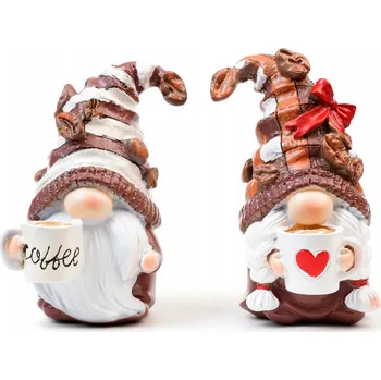 Vánoční dekorace FIGURKY GNÓM SKŘÍTEK TRPASLÍK VÁNOČNÍ S KÁVOU VÁNOČNÍ DEKORACE JAKO DÁREK 11 cm