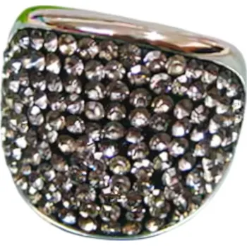 Prsten Ocelový prsten s lesklým povrchem a zdobením z kamínků, moderní design pro každodenní nošení. 59,5