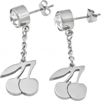 Náušnice Náušnice s visícími třešněmi a krystalem v stříbrné barvě, kód produktu 6NE0225.