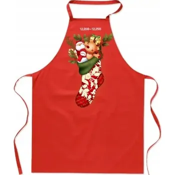 Vánoční dekorace Vánoční zástěra s motivem vánoční punčochy s dárky, moderní potisk