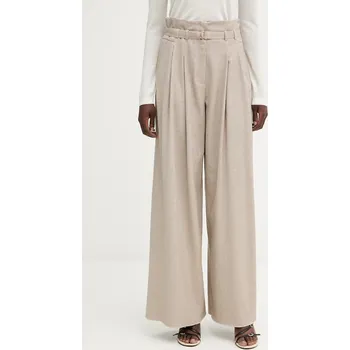 Dámské kalhoty Kalhoty s příměsí vlny Marella béžová barva, high waist, 2523136192200 08X, vel. 38