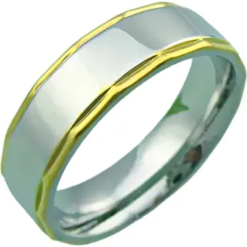 Prsten Ocelový prsten s hladkým povrchem a zlatou vrstvou, šířka 6 mm 59,5