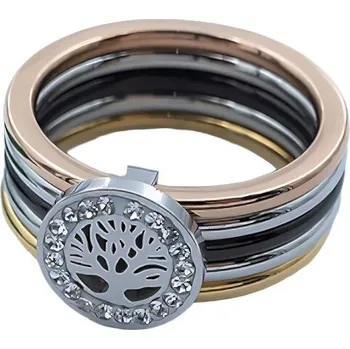 Prsten Ocelový prsten s motivem stromu života, barevný set prstenů, velikosti 6-9, výška 10 mm, stříbrná barva, elegantní design. 54,4