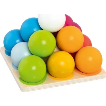 Dřevěná hračka Dřevěná hra Pyramida s dřevěnými kuličkami pro skládání a třídění Goki