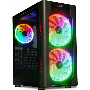 PC skříň IBOX Počítačová Skříň Chiron ZH68 Gaming Midi Tower ATX Bočnice z Sklo, RGB Ventilátor, Filtr