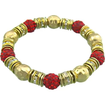 Náramek Náramek s červenými krystaly a zlatými prvky, průměr 10 mm, váha 35 g