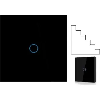 vypínač Dotykový skleněný vypínač schodišťový jednoduchý černý
